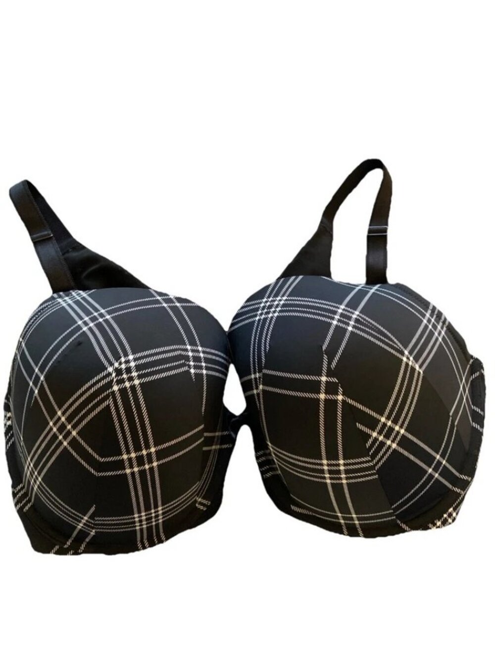 Torrid Curve Bra Black White Plaid Size 40DDD Underwire Padded